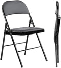 Padded Folding Chairs Set of 2, Portable Stackable Acrylic with Cushion for Outdoor Activities, Indoor Gatherings, Living Rooms and Office Meetings, Black