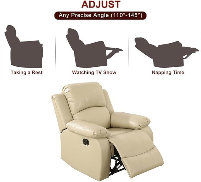 AYCP Bonded Leather Living Room Furniture Set Reclining Sofa Set Loveseat Furniture Sets in Living Room Sofa Recliners (Chair, Beige)