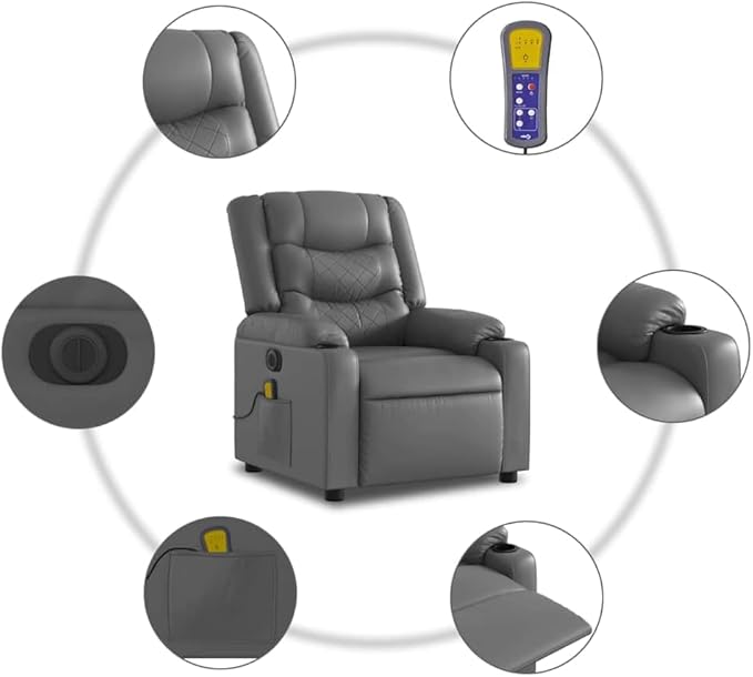 Electric Massage Recliner Chair with 6-Point Vibration Massage, Faux Leather, Adjustable Footrest and Backrest, Comfortable and Durable Seating for Living Room Relaxation, Supports up to 242.5 lbs