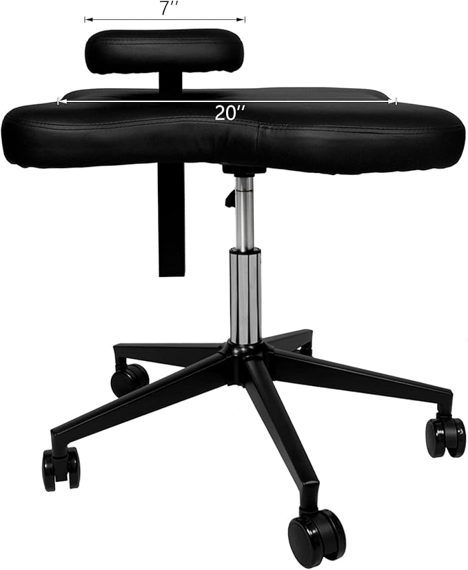 Ergonomic Cross-Legged kneeing Chair, 360° Swivel Meditation Seat for Office Home, Height Adjustable Posture Corrective Seat with Wheels, Criss Cross Yoga Chair for Reducing Back Pain (Black)