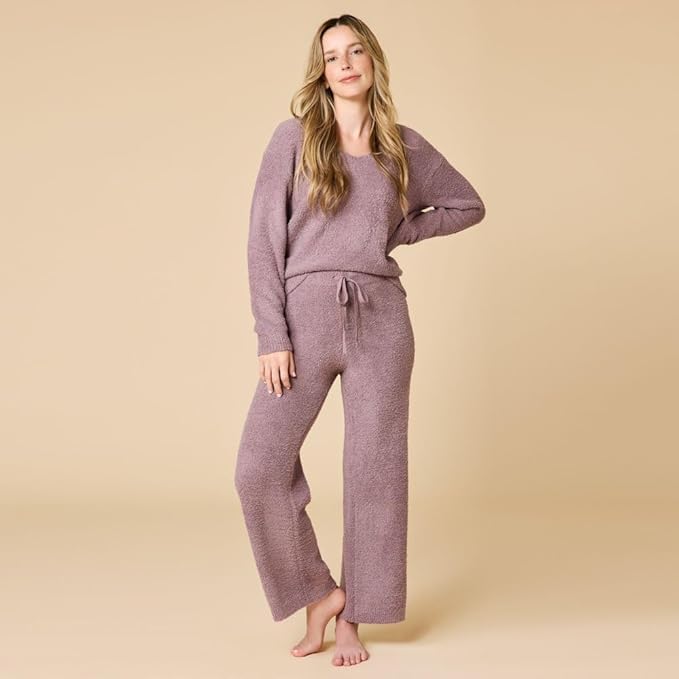 Softies Marshmallow V Neck Lounge Set for Women Ultra Soft 2 Piece Loungewear with Relaxed Top and Straight Leg Pants