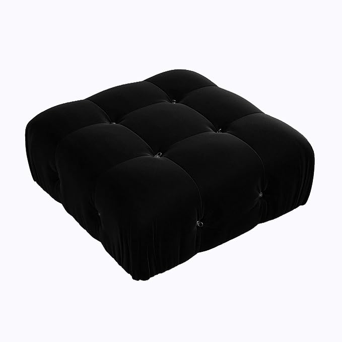 JACH Modern Ottomans Module for Living Room, Minimalist Comfy Breathable Ottoman, Velvet Ottoman for Living Room Apartment (Black)