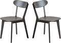 Hymus 100% Solid Oak Wood Dining Room Chairs - Practical Kitchen Chairs for Dining Room, Kitchen, Living Room (2, Black)