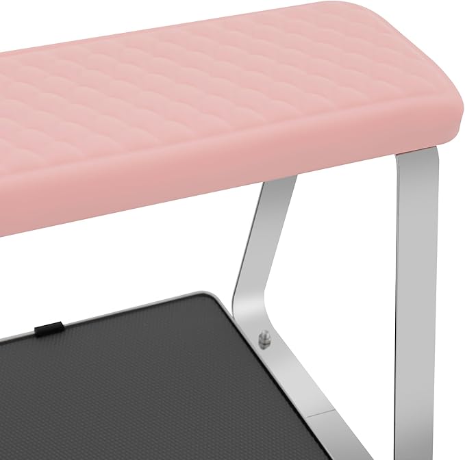 Pedicure Foot Rest, Portable Nail Salon Footrest with Organizer Tray, 110LBS Load Capacity, Lockable Casters for Beauty Nail Salon, Spa, Home, Clinic (Pink)