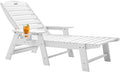 Ciokea Chaise Lounge for Outdoor, Patio Lounge Chairs for Outside, Chaise Lounge Chair with 6 Positions, HDPE Lounge Chair with Cup Holder for Pool Poolside Deck Backyard Lawn,White
