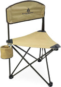 Black Sierra Tri-Lite Stool with Back Lightweight, Folding Chair, for Camping, Hunting, and Fishing, Steel Frame Supports 225 LBS (TAN 2)