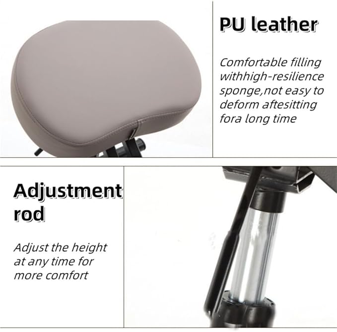 ShdiMcma Ergonomic Chair Kneeling Chairs, Leather Fabric Knee Chair with Universal Wheel, 4 Stage Height Adjustment Meditation Chair, Movable Posture Chair for Office, Study