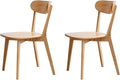 Bamskov 100% Solid Oak Wood Dining Chairs Set of 2 - Mid Century Modern Dining Chairs for Dining Room, Kitchen, and Living Room (Natural)