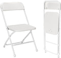 White Folding Chairs 2 Pack,Heavy Duty Plastic Stackable Chairs for Indoor Outdoor Use,350lb Capacity Portable Event Chairs with Steel Frame-Wedding,Party,Office,Dining (No Assembly Required)