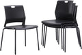 Sidanli Black Stacking Chairs Set of 4, Plastic Stackable Chair for Office Conference Waiting Break Room