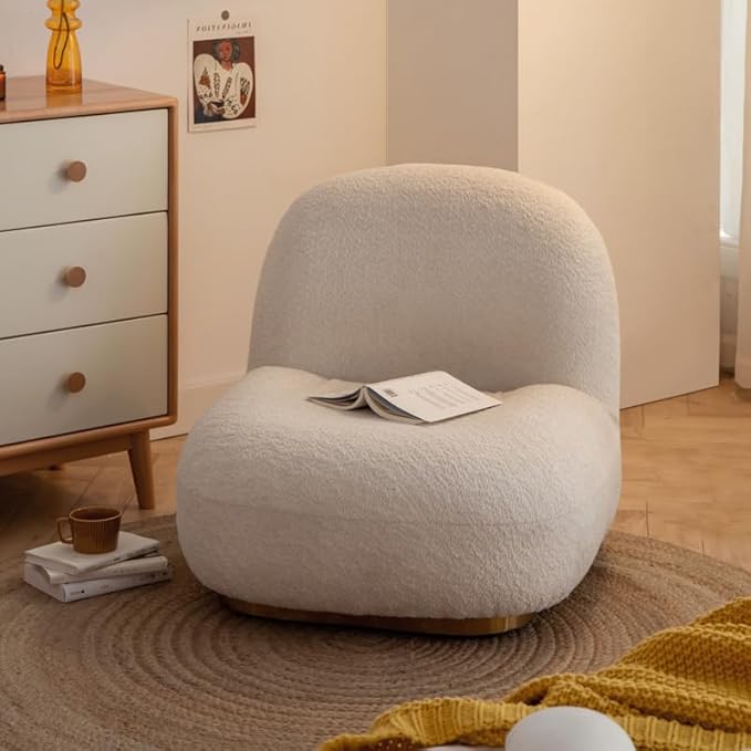 Wayshome Lambswool Bean Bag Chair, Modern Living Room Lounge Sofa, Bedroom&Sofa Chair with 360° Swivel, Bean Bag Sofa for Bedroom, Living Room