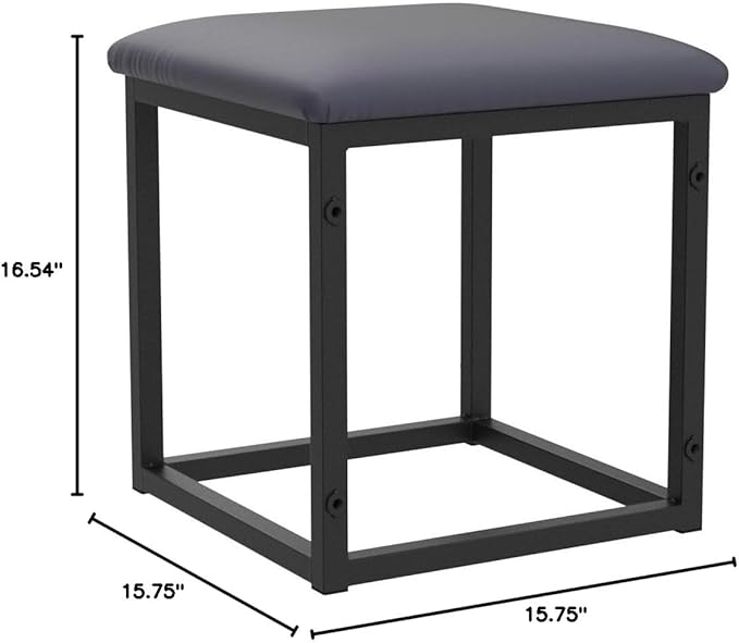5 in 1 Nesting Ottoman Cube Chair, Stackable Stools, Leather Square Ottoman Bench, Foot Stool with Wheels for Living Room,Dining Room 15.75x15.75x16.54 inches