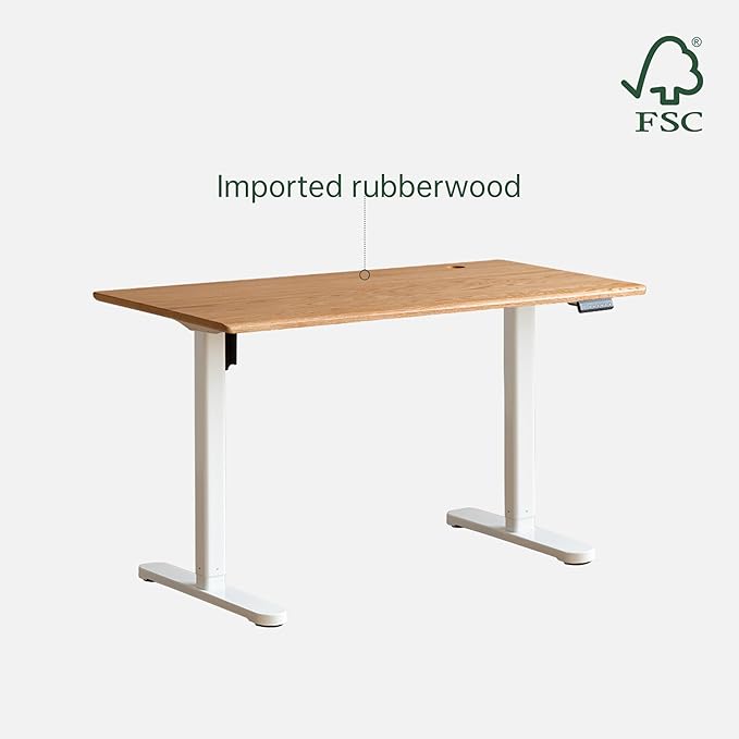 YESWOOD Electric Height Adjustable Standing Desk Solid Wood Home Office Computer Desk Memory Preset Versatile Adjustable Workstation for Study & Work 47.24" W