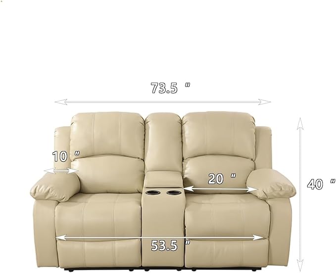 AYCP Bonded Leather Living Room Furniture Set Reclining Sofa Set Loveseat Furniture Sets in Living Room Sofa Recliners (Loveseat, Beige)