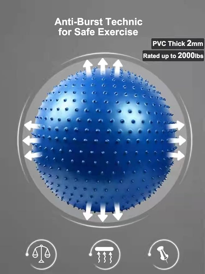 penepico Large Sensory Massage Ball for Kids, 2 Pack 33.5" 85cm Pink Bouncy Exercise Balls for Toddlers, Big Inflatable Toys with Tactile Spikes, Outdoor Giant Yoga Balls, Large Beach Ball