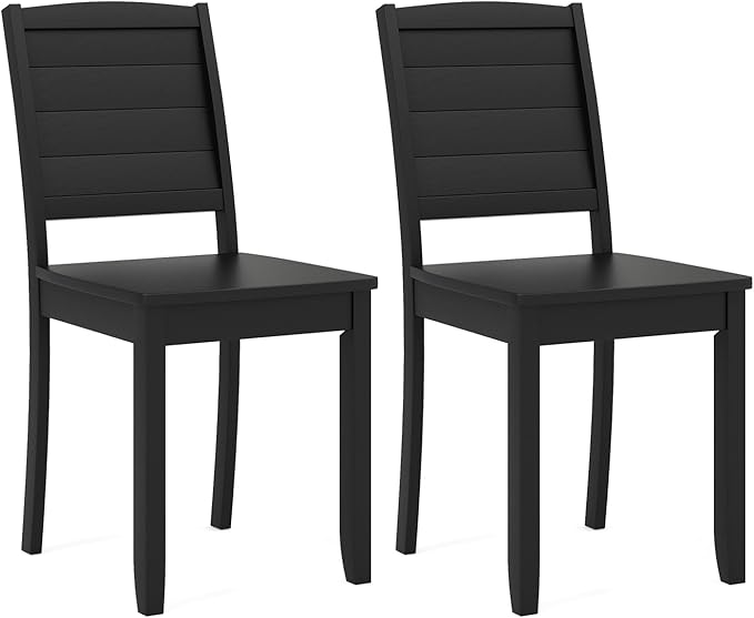 Giantex Wood Dining Chairs Set of 2, Modern Kitchen Chairs w/Rubber Wood Legs, Curved Backrest, Farmhouse Diner Chairs, Wooden Armless Side Chairs for Home Dining, Restaurant, Load 400 LBS, Black