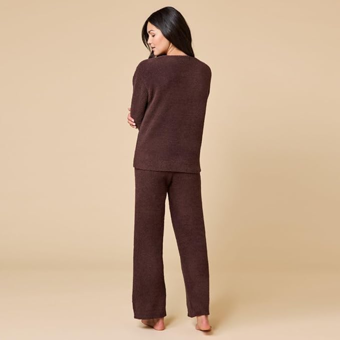 Softies Marshmallow V Neck Lounge Set for Women Ultra Soft 2 Piece Loungewear with Relaxed Top and Straight Leg Pants