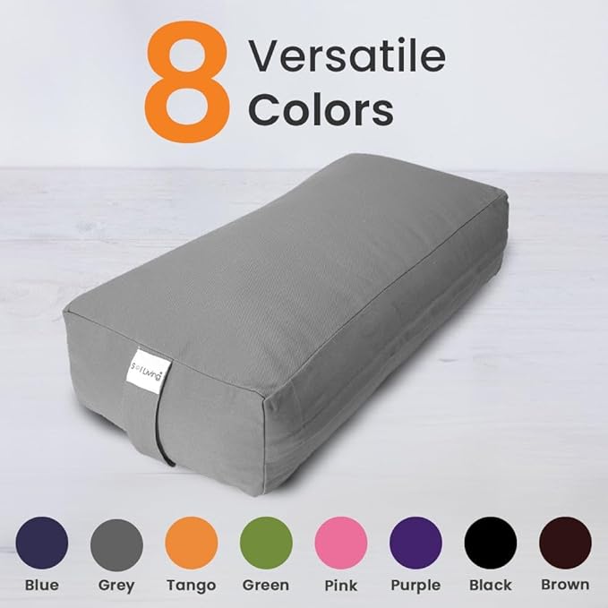 Sol Living Yoga Bolster Pillow Rectangular Meditation Cushion Cotton Meditation Accessories for Restorative Yoga Meditation Pillow Yoga Pillow Firm Body Pillow Bolster Pillow for Legs Removable Cover