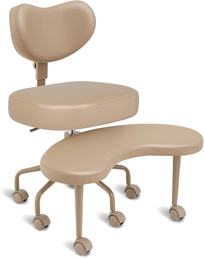 Pipersong Meditation Chair PRO Venti, Cross Legged Chair with Wheels, ADHD Chair, Criss Cross Desk Chair with Height Adjustable Backrest and Adjustable Stool, Flexible Design for Fidgety Sitters, Tan