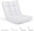 RELAX4LIFE Floor Chair with Back Support - 14-Position Adjustable Lazy Sofa Chair, Padded Sleeper Bed & Couch Recliner for Reading Meditation, Folding Floor Gaming Chair for Adults (White)