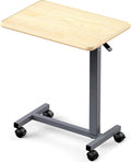 WOTURE Adjustable Overbed Table with Wheels, Bedside Rolling Table, Pneumatic Height Adjustment, Hospital Bed Table on Wheels, Standing Desk, Bedridden & Mobility Needs, Maple