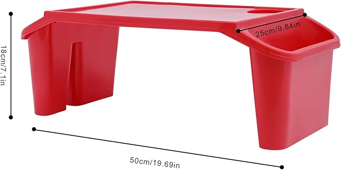 Kids Lap Desk Tray with Side Pockets, Plastic Breakfast Laptop Trays Kids Activity Lap Desk Tray Portable Bed Table Lap Desk for Kids Students Work Study School Classroom (6Pcs, Red)