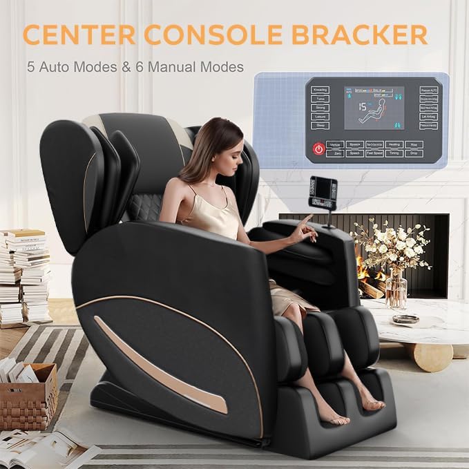 2026 Massage Chair for Full Body 4D Zero Gravity, with Heat Therapy, SL-Track Shiatsu Foot Rollers, Yoga Stretch, Heating Function, for Home Office Use,Black (Model 1)