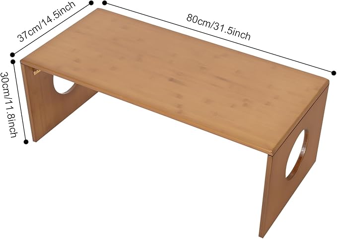 Eapmic 31.5in Folding Floor Coffee Table, Bamboo Low Japanese Floor Table, Portable Coffee Tables for Living Room Bedroom Meditation Tatami Home Office (31.5in)