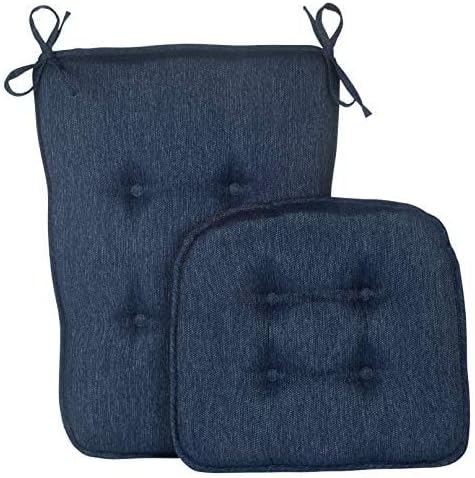 Klear Vu Embrace Rocking Chair Cushions for Living Room, Nursery, or Home Office, Tufted and Non-Slip Pads, 2 Piece Set, Seat 16"x15" and Seat Back 24"x17", Blue