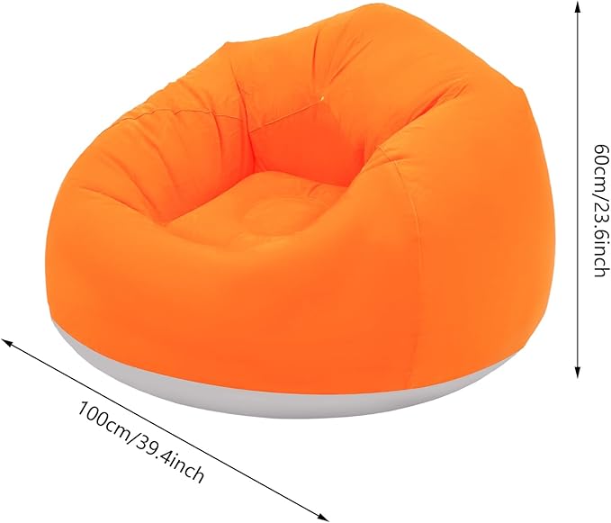 6 Pcs Bean Bag Chairs for Adults, Inflatable Chairs with Foot Pump, Folding Blow Up Couch, Flocking Portable Lazy Sofa for Movie Night, Living Room, Camping, 220 lbs Load Capacity (Brown+Green+Orange)