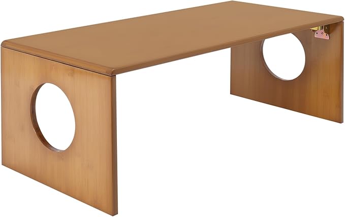 Eapmic 31.5in Folding Floor Coffee Table, Bamboo Low Japanese Floor Table, Portable Coffee Tables for Living Room Bedroom Meditation Tatami Home Office (31.5in)