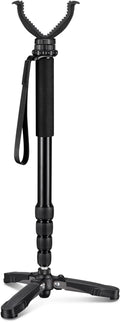CVLIFE Hunting Monopod Shooting Stick, Shooting Rest Hunting Tripod Gun Rifle Rest, Adjustable Aluminum 20.5"-66.1" with Tiltable and Rotatable Tri-Stand Tripod Base and Rubber V Yoke for Outdoor
