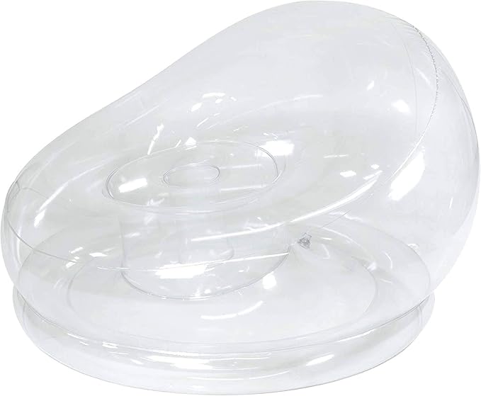 Air Candy Clear Inflatable Chair – 100% Waterproof PVC, Supports 250 lbs, Portable Floor Seating for Dorms, Camping & Gaming