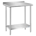 PIUMACU Stainless Steel Table All Stainless Table Commercial Metal Prep & Worktable for Garage Restaurant Kitchen - 30 x 12 x 33 Inch with Backsplash