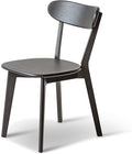 Grewood 100% Solid Oak Wood Dining Chairs,Mid Century Modern Dining Chairs with Rounded Backrest,Kitchen,Dining Room Chairs Set of 1/2/4 (1, Black Color)