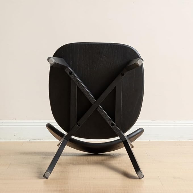 100% Solid Oak Dining Chairs, Mid Century Modern Dining Chair with Curved Backrest, Made in North America Dirt-Free Fas-Grade Wood Chair Dining Chairs for Kitchen, Study, Living Room (Black)