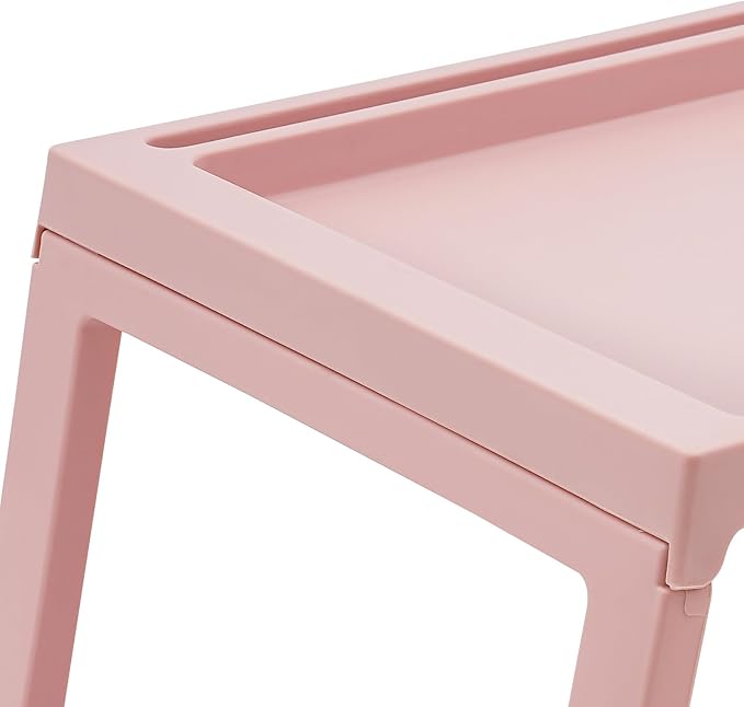 6PC Bed Tray Table with Folding Legs, Plastic Small Breakfast in Bed Tray Laptop Table Foldable Lap Desks for Eating on Sofa Laptops Sleepover Slumber Party Kids Adult (Pink)