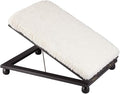 Miles Kimball Sherpa Foldable Wooden Footrest by Oakridge Accents, 15” L x 12.5” W with Height from 6” to 13” – Uses 4 Casters to Roll into Storage Area, Footrest Surface Raises to Comfortable Height