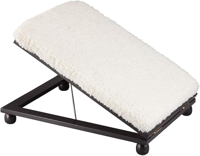 Miles Kimball Sherpa Foldable Wooden Footrest by Oakridge Accents, 15” L x 12.5” W with Height from 6” to 13” – Uses 4 Casters to Roll into Storage Area, Footrest Surface Raises to Comfortable Height