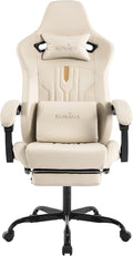 Gaming Chair with Footrest Ergonomic Computer Chair Massage Lumbar Cushion, Racing Video Game Chair Adjustable Rocker Recliner Executive Office Desk Chair Pu Leather for Adults