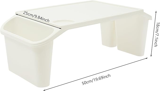 12-Pack Kids Lap Desks, Plastic Lap Tray with Rounded Edges, Stackable Kindergarten Children's Tray with Side Pockets, Portable Bed Table for Reading Dining, Preschool Daycare Home, No Assembly, White