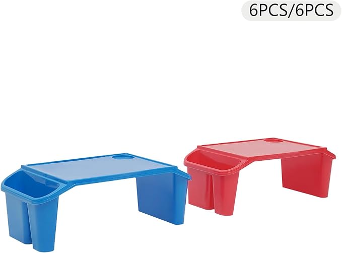 12 Pcs Colorful Kids Lap Desk Tray, Stackable Kids Lap Tray with Storage Portable Floor Desk for Kid Use for Reading Drawing Eating 19.7" L X 9.8" W X 7.1" H (12 Pack)