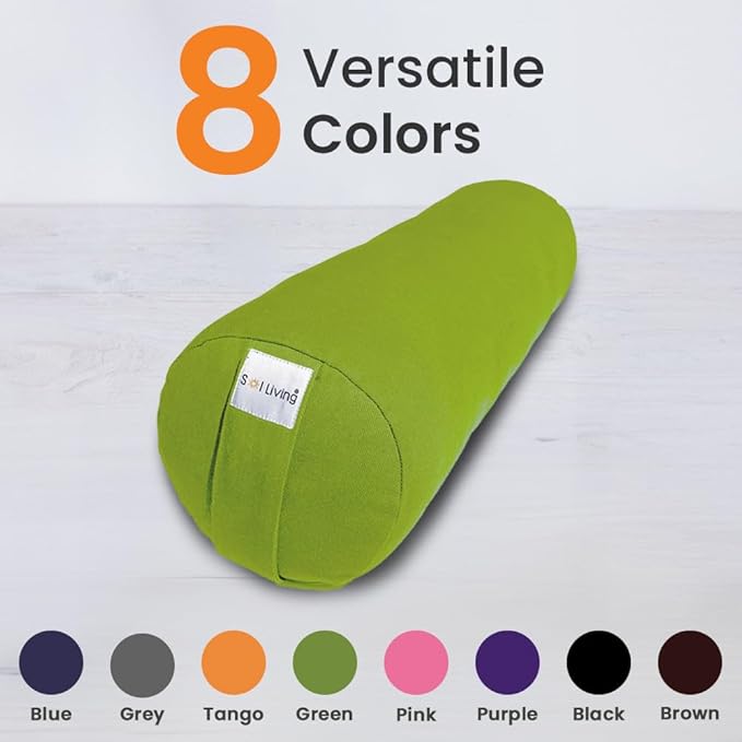 Sol Living Yoga Bolster Pillow Rectangular Meditation Cushion Cotton Meditation Accessories for Restorative Yoga Meditation Pillow Yoga Pillow Firm Body Pillow Bolster Pillow for Legs Removable Cover