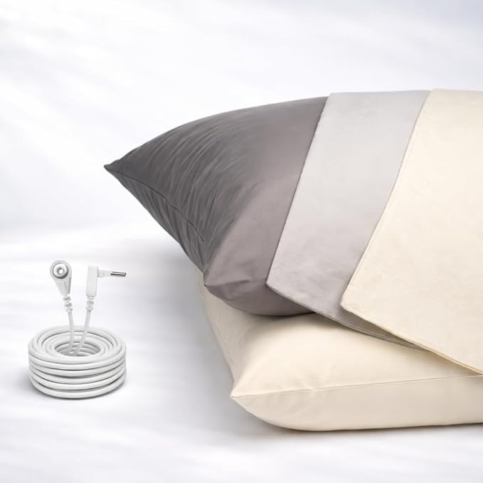 GroundLuxe Organic Grounding Pillowcase in Light Gray - Queen Size