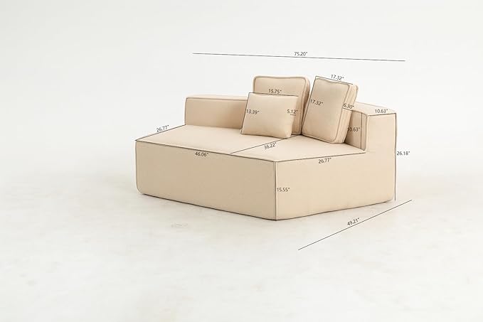 KEIKI 75.2" Teddy Fleece Single Sofa Chair – Wide-Seat Floor Couch with Triple Cushions & All-Foam Support, Comfortable Modular Lounge Chair for Minimalist & Cozy Home Décor