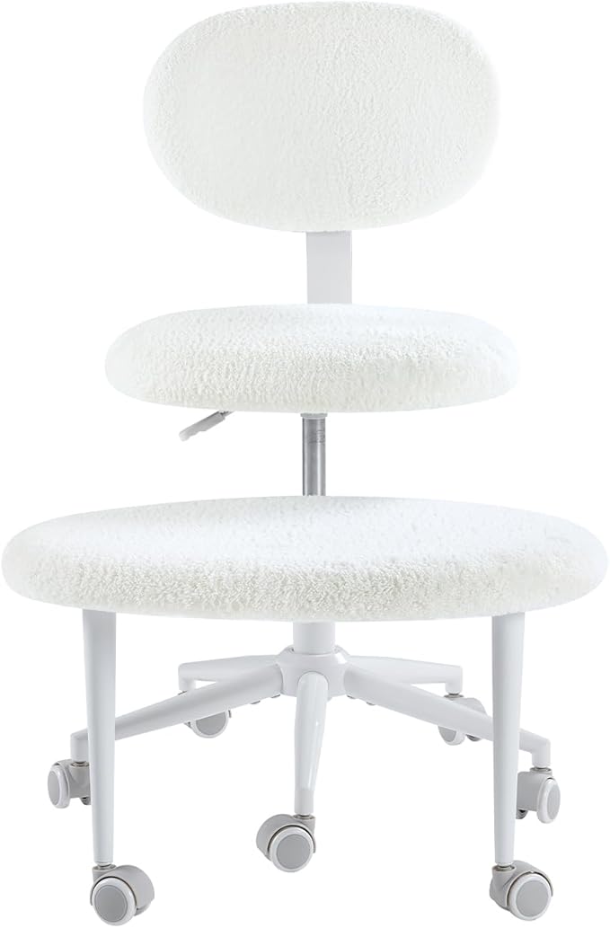 Pinmoco Ergonomic Cross Legged Office Chair with Wheels, ADHD Chair for Adults, Meditation Chair, Yoga Office Chair, Comfortable Back Support, Height Adjustable,Small Spaces, Fleece Fabric, Beige