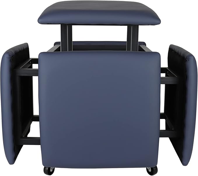 5 in 1 Nesting Ottoman Cube Chair, Stackable Stools, Leather Square Ottoman Bench, Foot Stool with Wheels for Living Room,Dining Room 15.75x15.75x16.54 inches