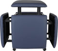 5 in 1 Nesting Ottoman Cube Chair, Stackable Stools, Leather Square Ottoman Bench, Foot Stool with Wheels for Living Room,Dining Room 15.75x15.75x16.54 inches