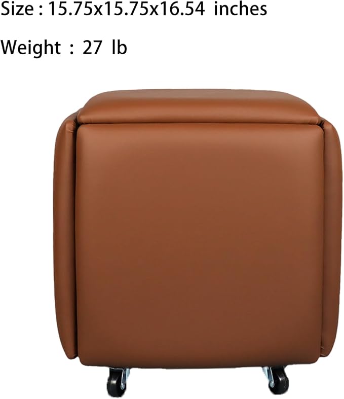 5 in 1 Nesting Ottoman Cube Chair, Stackable Stools, Leather Square Ottoman Bench, Foot Stool with Wheels for Living Room,Dining Room 15.75x15.75x16.54 inches