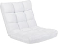 Floor Chair with Back Support, Foldling Gaming Sofa Chair with Comfy Cushion, Adjustable 14-Position Meditation Chairs, Lazy Lounge Recliner Reading Seat for Adults, Kids (White)
